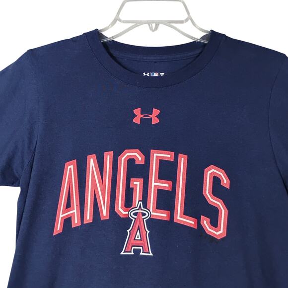 Under Armour Angels Team T-shirt Size Small Blue with Red Logo Short Sleeve - Picture 4 of 8